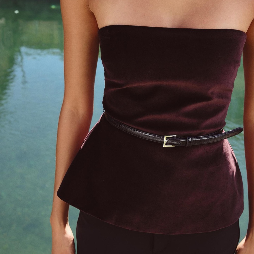 NWT belted velvet top